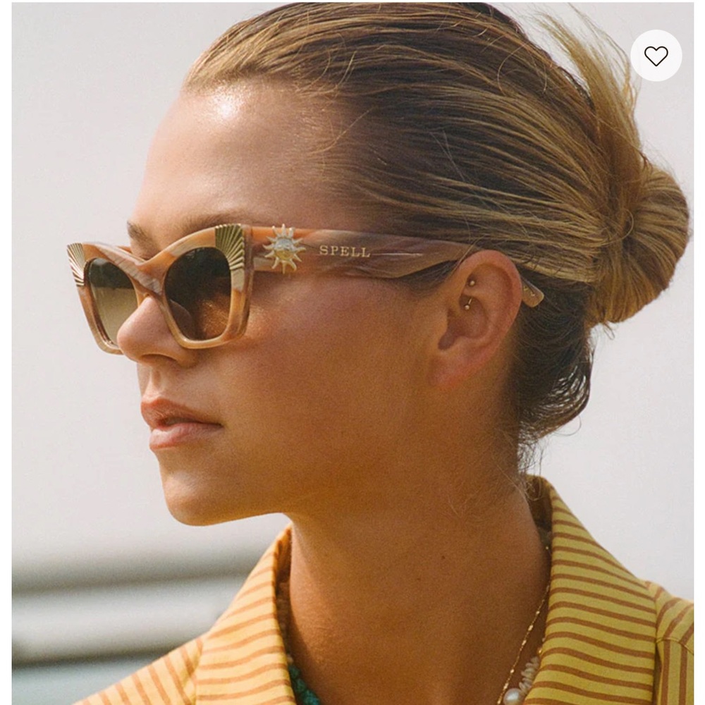 Spell Beige Tortoiseshell Cat-Eye Sunglasses with Gold Sun Accent